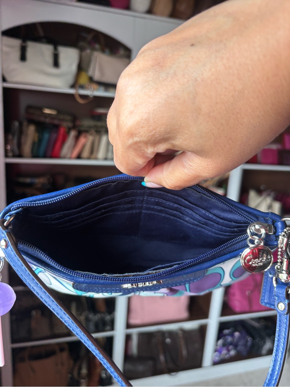 COACH Ashley Scarf Print Wristlet Mini Bag - Picture 12 of 13